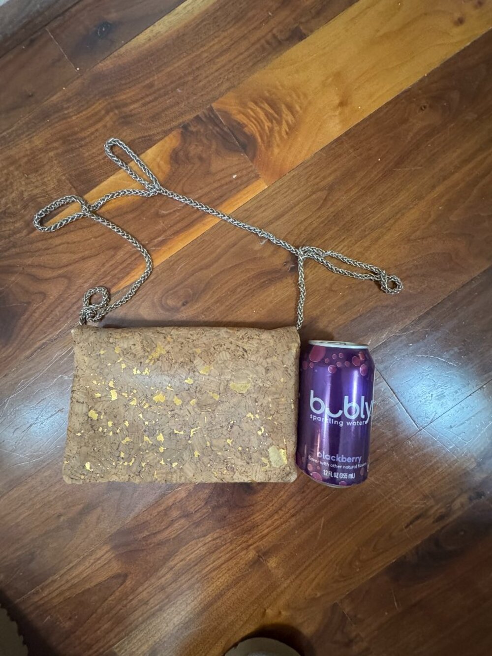 Cork Crossbody Bag Gold Fleck Convertible Clutch Vegan Natural Boho